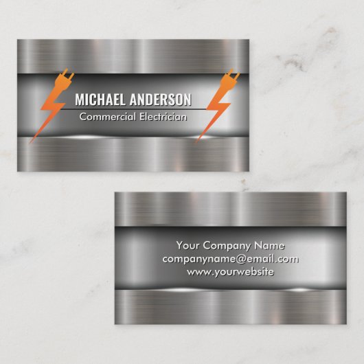 金属ブラシ | 電気プラグロゴ 名刺 (正面/裏面)