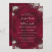 金属ブルゴーニュ型ホログラフィックグリッター モダン 招待状 (正面/裏面)