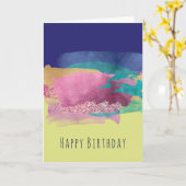 金属ブ絵を描ラシストローク抽象芸術誕生日 カード (黄色い花)