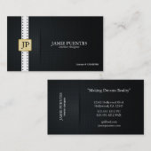 金属プラチナ金ゴールド及び黒いインテリア・デザイン 名刺 (正面/裏面)