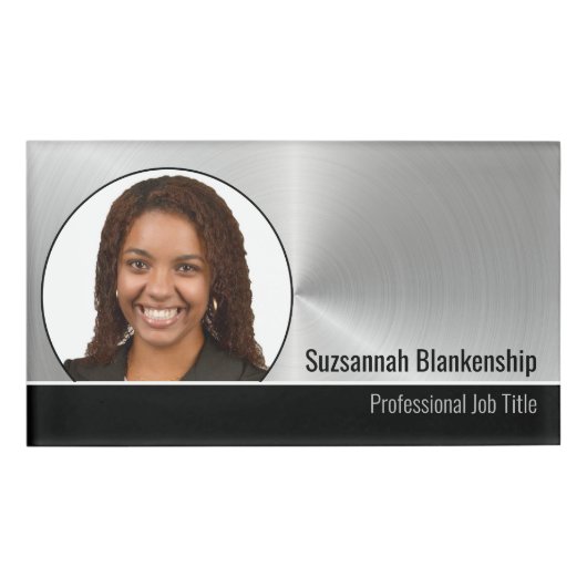 金属プロフェッショナル銀フレアカスタム写真 名札 (正面)