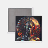 金属ヘアドレを有するエイリアン女性 マグネット (正面/裏面)