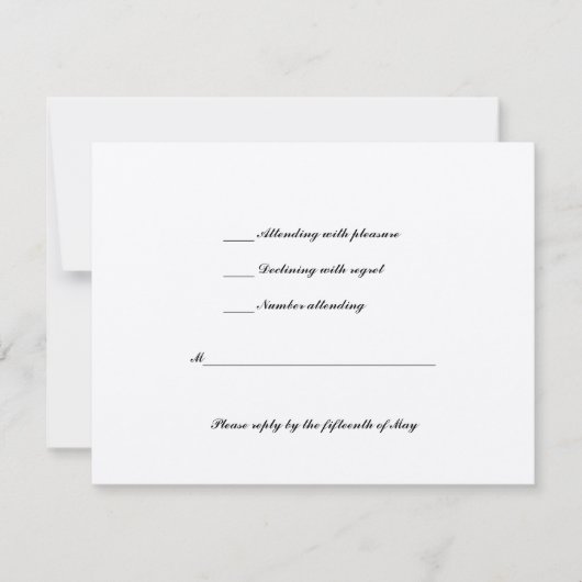 金属ヘブライユダヤ人結婚式RSVPのアイボリー 出欠カード (正面)