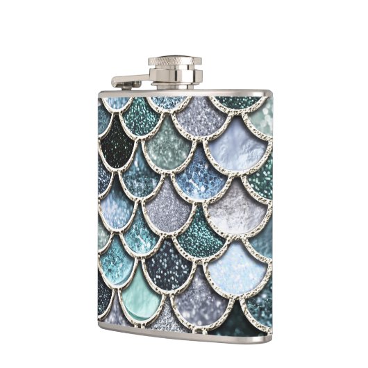 金属ホイルのグリッターのMermaidscalesの銀製のスケール フラスク (左)