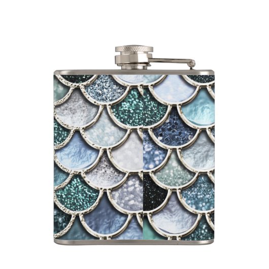 金属ホイルのグリッターのMermaidscalesの銀製のスケール フラスク (裏面)