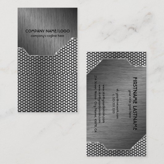 金属マッシュおよびブラシをかけられた鋼鉄名刺 名刺 (正面/裏面)