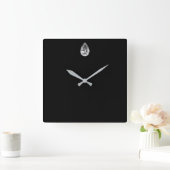 金属ミニマルなVipの黒い銀製のダイヤモンドのグラファイト スクエア壁時計 (ホーム)