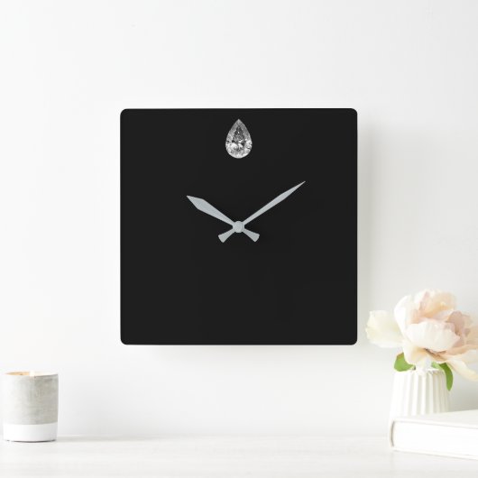 金属ミニマルなVipの黒い銀製のダイヤモンドのグラファイト スクエア壁時計 (ホーム)