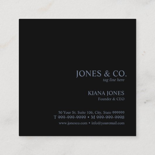 金属ミニマル製ストライプ鋼ブルーID792 スクエア名刺 (裏面)