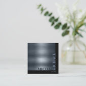 金属ミニマル製ストライプ鋼ブルーID792 スクエア名刺 (スタンド正面)