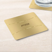 金属ミニマル金ゴールド背景 スクエアペーパーコースター (アングル)