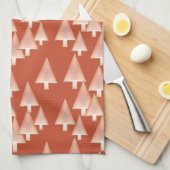 金属モダンクリスマスツリー – 銅と錆 キッチンタオル (四つ折り)