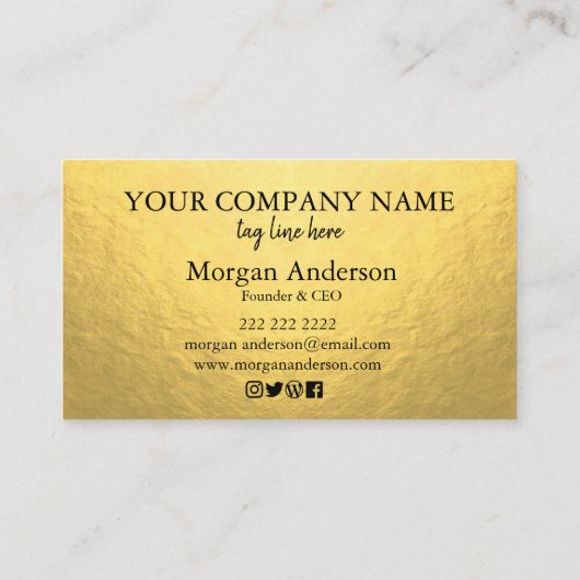 金属モダンシミニマルーンおよびフォイル金ゴールド 名刺 (裏面)