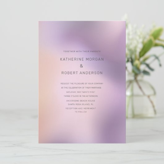 金属モダンパタグラデーションーン結婚式招待状 招待状 (スタンド正面)