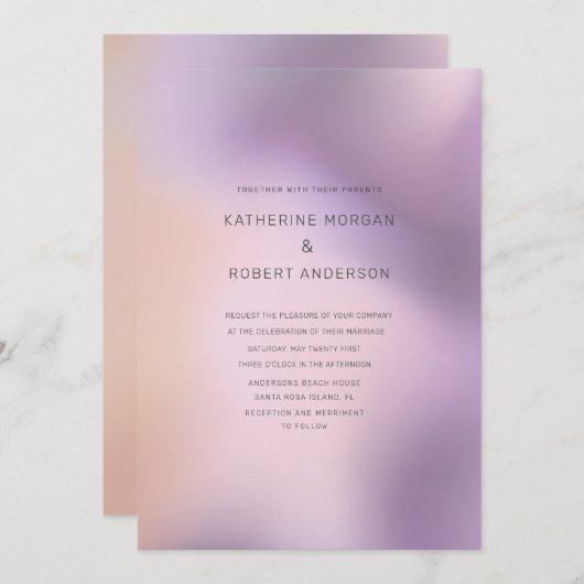 金属モダンパタグラデーションーン結婚式招待状 招待状 (正面/裏面)