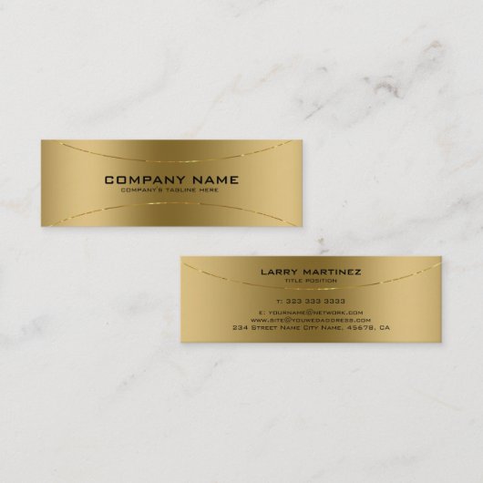 金属モダン金ゴールドスフェイクテンレス鋼ルックバス スキニー名刺 (正面/裏面)