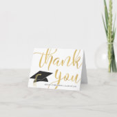 金属モダン金ゴールドフェイクスクリプトの卒業 サンキューカード (正面)