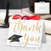 金属モダン金ゴールドフェイクスクリプトの卒業 サンキューカード