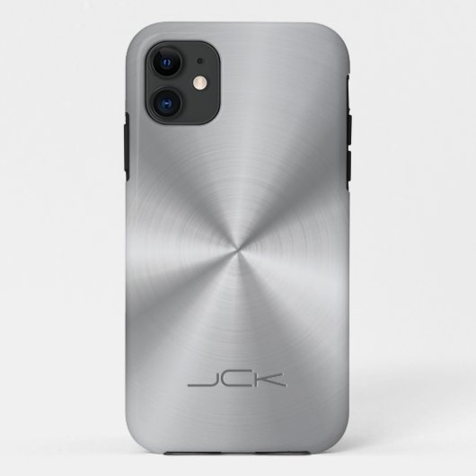 金属モダン銀 – 灰色ステンレス鋼の外観 Case-Mate iPhoneケース (裏面)