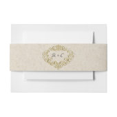 金属モノグラムの金ゴールド結婚の冠 招待状ベリーバンド (正面例)