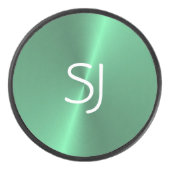 金属モノグラムグリーン光沢 アイスホッケーパック (正面)