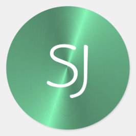 金属モノグラムグリーン光沢 ラウンドシール