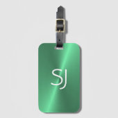 金属モノグラムグリーン光沢 ラゲッジタグ (正面縦)