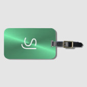 金属モノグラムグリーン光沢 ラゲッジタグ (正面横)