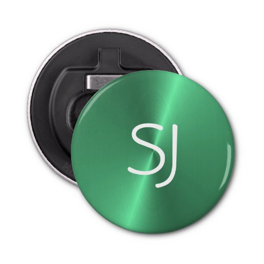 金属モノグラムグリーン光沢 栓抜き (正面)