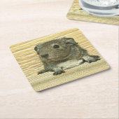 金属モルモット スクエアペーパーコースター (アングル)