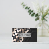 金属ラックスパターン |黒の幾何学的 名刺 (スタンド正面)