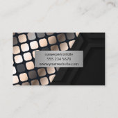 金属ラックスパターン |黒の幾何学的 名刺 (裏面)