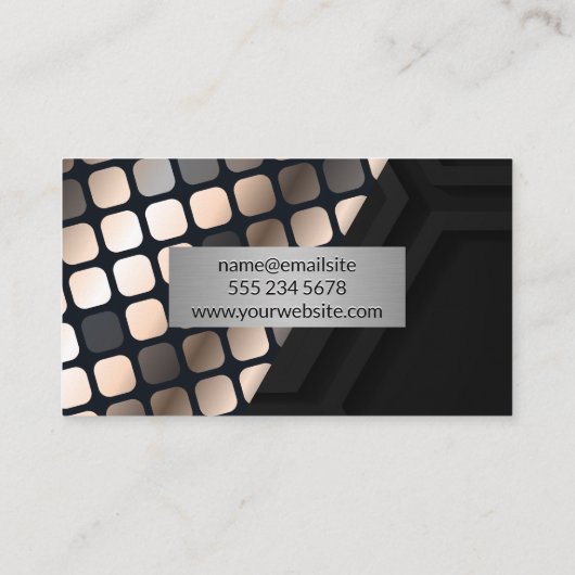 金属ラックスパターン |黒の幾何学的 名刺 (裏面)