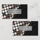 金属ラックスパターン |黒の幾何学的 名刺 (正面/裏面)