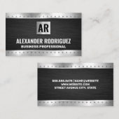 金属リベット | 黒のテクスチャ | モノグラム 名刺 (正面/裏面)