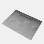 金属光沢がある銀はAluのタイルをあらゆる文字市松模様にしました ドアマット (アングル)