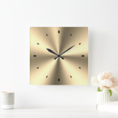 金属光沢ペイル金ゴールドステンレス鋼プリント スクエア壁時計 (ホーム)