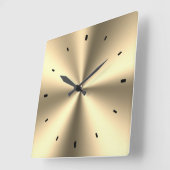 金属光沢ペイル金ゴールドステンレス鋼プリント スクエア壁時計 (傾斜)