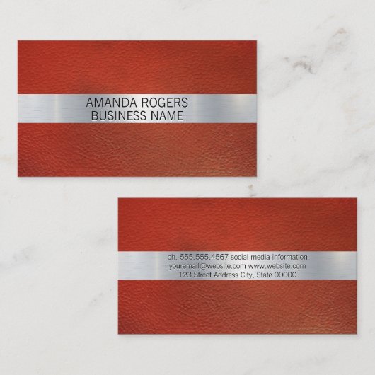 金属光沢 |革の背景 名刺 (正面/裏面)