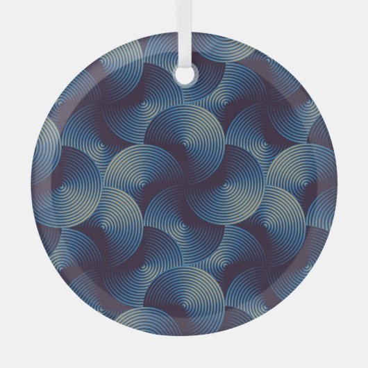 金属円の光学錯覚、シームレスなパターン ガラスオーナメント (正面)