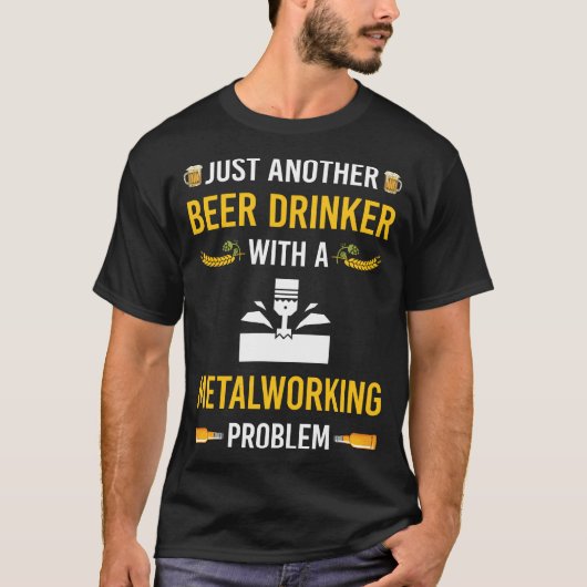 金属加工好きのビール好き Tシャツ (正面)