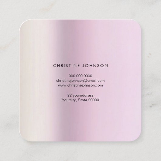 金属効果のバタフフェイクロのロゴ スクエア名刺 (裏面)