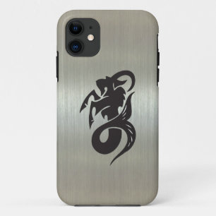 金属効果の山羊座のヤギのシルエット iPhone 11 ケース