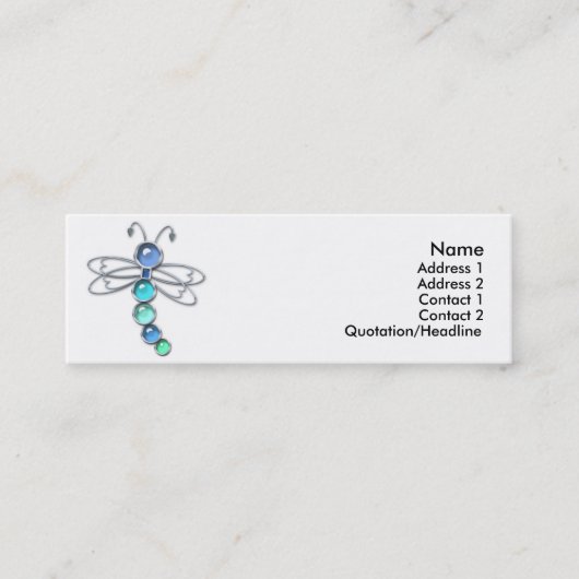 金属及びガラスのトンボのプロフィールカード スキニー名刺 (正面)