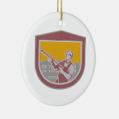 金属圧力洗濯機の洗剤の労働者のレトロShie セラミックオーナメント (右)