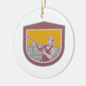 金属圧力洗濯機の洗剤の労働者のレトロShie セラミックオーナメント (左)