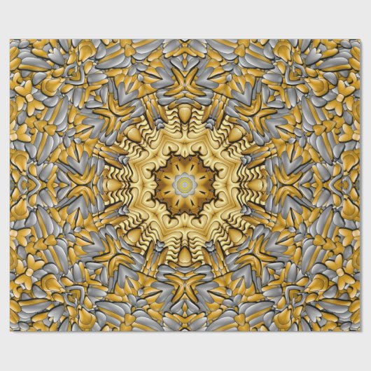 金属大切金ゴールド銀ヴィンテージ万華鏡のように千変万化するパターン ラッピングペーパー (フラット)