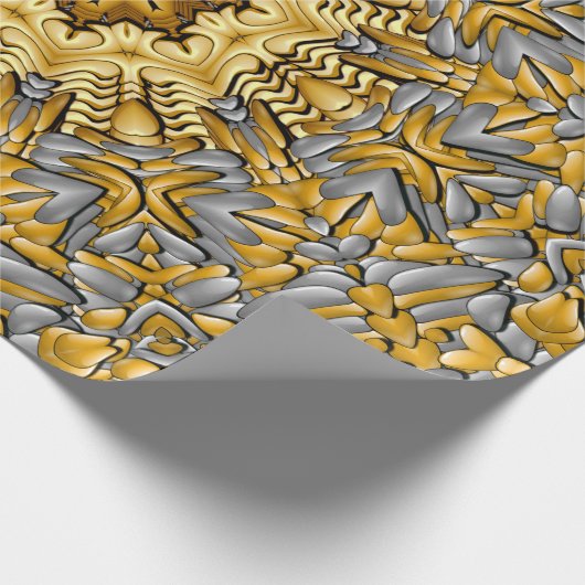 金属大切金ゴールド銀ヴィンテージ万華鏡のように千変万化するパターン ラッピングペーパー (角)