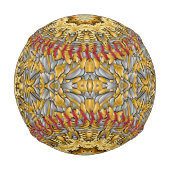 金属大切金ゴールド銀ヴィンテージ万華鏡のように千変万化するパターン 野球ボール (裏面)