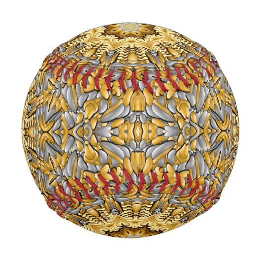 金属大切金ゴールド銀ヴィンテージ万華鏡のように千変万化するパターン 野球ボール (裏面)